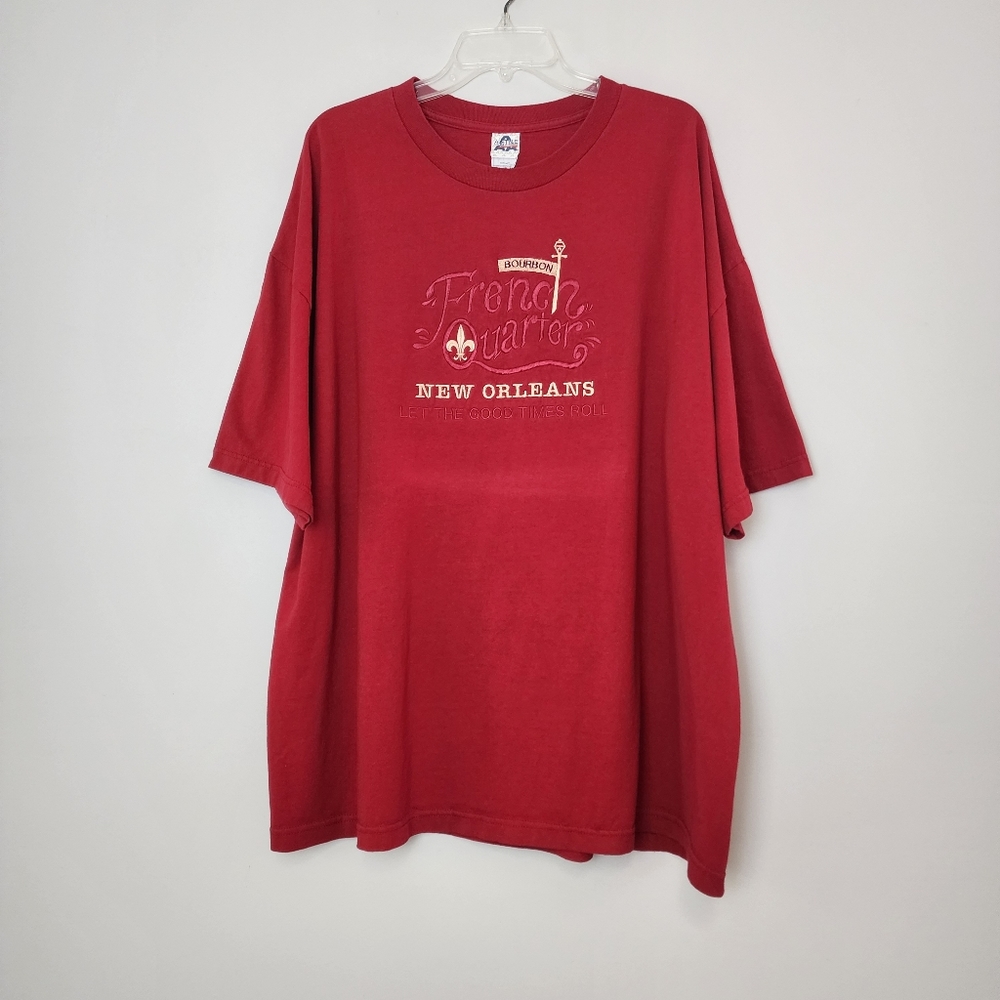 New‎ Orleans French Quarter embroidered deep red t-shirt 3XL